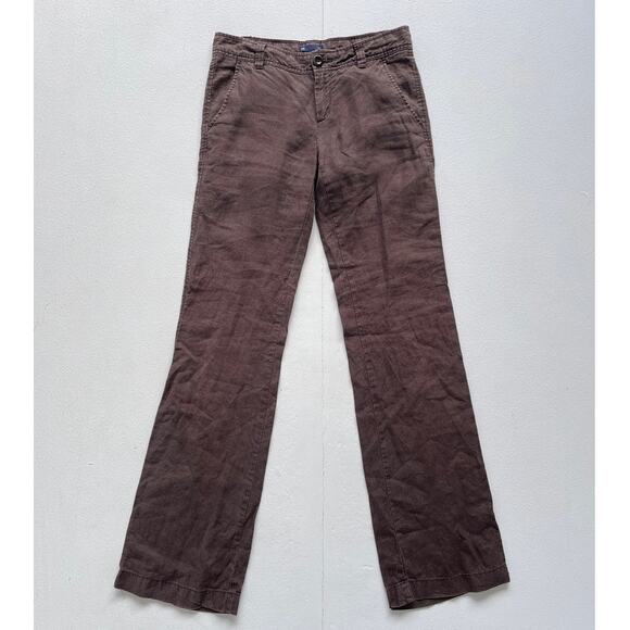 GAP Low Rise Pants: Brown Linen Kick Flares / Sz 0 / Office Siren 2010s - Picture 1 of 8